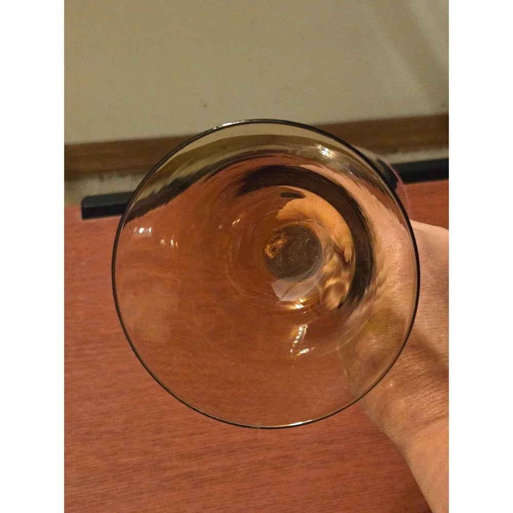 Vintage Amber Brown Twisted Stem Cordial‎ Glass Hand Blown Liqueur Stemware